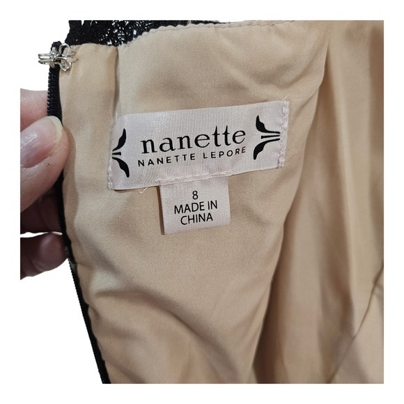 Nanette Lapore Black Lace Dress 8 Romantic Paris‎ Style V Neck Cocktail Party - Picture 12 of 15